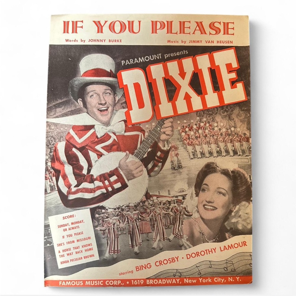💜 Vintage 1943 “If You Please” from movie Dixie Sheet Music